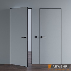Межкомнатные деревянные крашенные двери Abwehr (Украина) Межкомнатные двери скрытого монтажа с алюминиевым черным торцом Smart Invisible, Киев. Цена - 13 200 грн