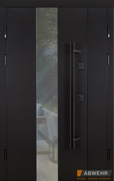 Входные уличные двери в дом Abwehr (Украина) Вхідні полуторні двері модель Ufo Black комплектація COTTAGE 1200 496 1229, Киев. Цена - 62 830 грн