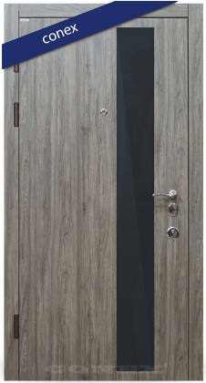 Входная Дверь Conex Модель 52. МДФ. Дуб английский. Декор чёрное стекло - Город Дверей
