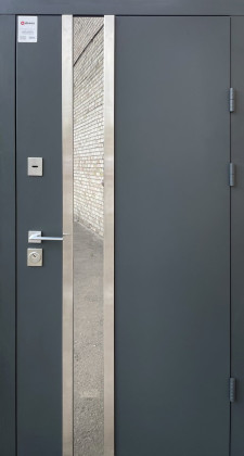 Входные бронированные уличные двери с терморазрывом в дом Qdoors (Украина) Стріт Норд біле дерево (Ч/Б) з нерж рамк з сатин фурн 7235, Киев. Цена - 35 500 грн