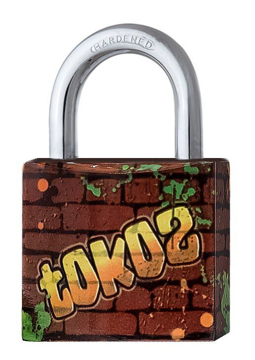 Замок навесной TOKOZ GRAFFITI 40 3KEY TK1 M R shackle 22мм 6,2мм