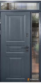 Вхідні нестандартні двері з терморозривом та фрамугою Scandi (Колір RAL 7021 + Біла) 498