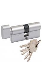 Дверной цилиндр английский RDA 60мм (30х30) ключ-тумблер матовый хром 5 ключей