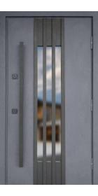 Входные Двери Референс антрацит песок/белый атлас, длинная ручка черная Vinorit