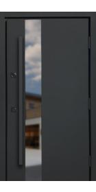 Входные Двери Вест песок темный серый/белый атлас, длинная ручка черная Vinorit